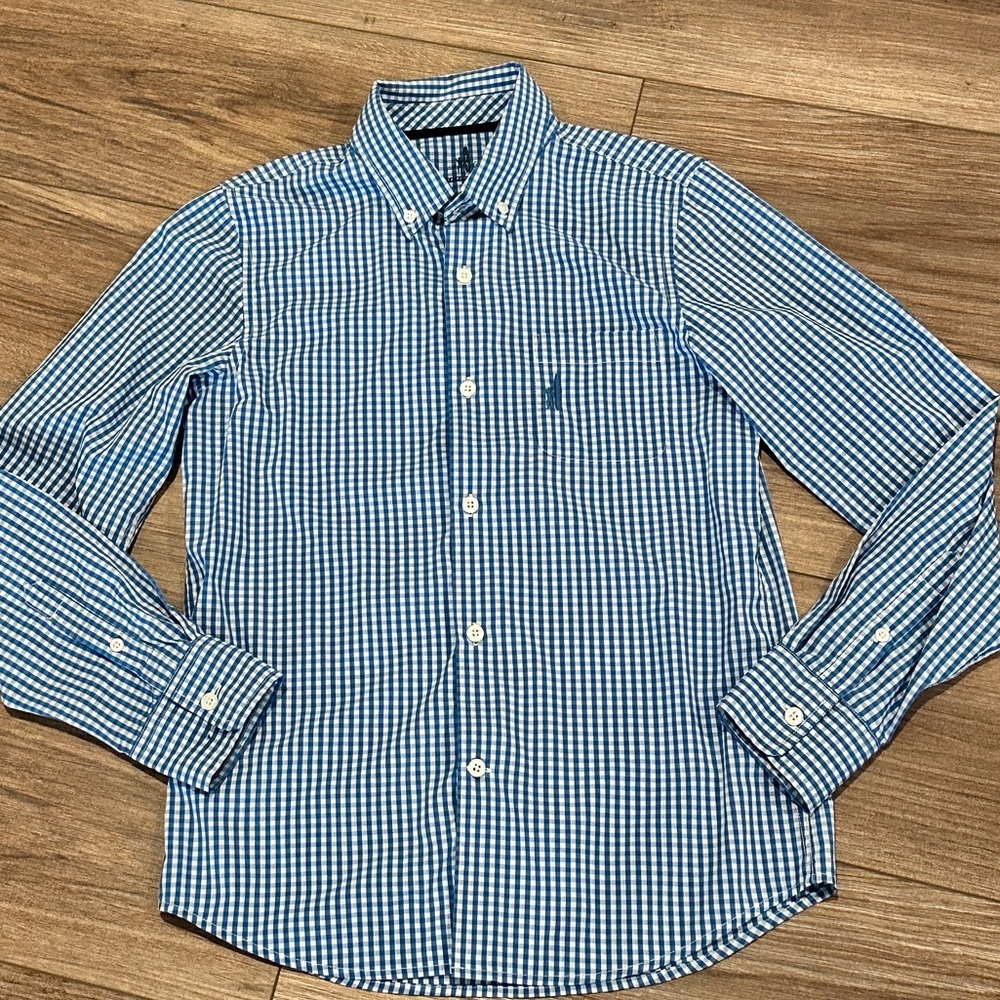 Johnnie-O Boys 12 Performance Blue and White Button Down Shirt